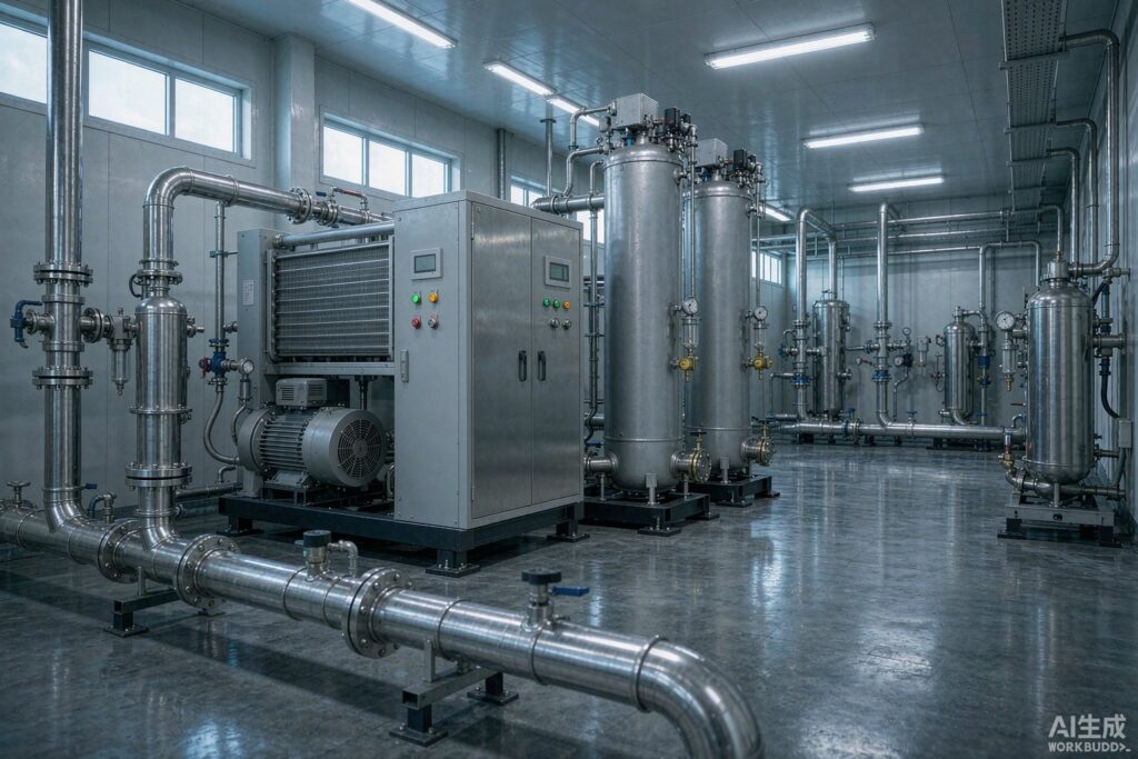 Refrigerated air dryer and desiccant air dryer installed side by side in a plant compressor room serving an ISO 8573-1 Class 1–2 compressed air system