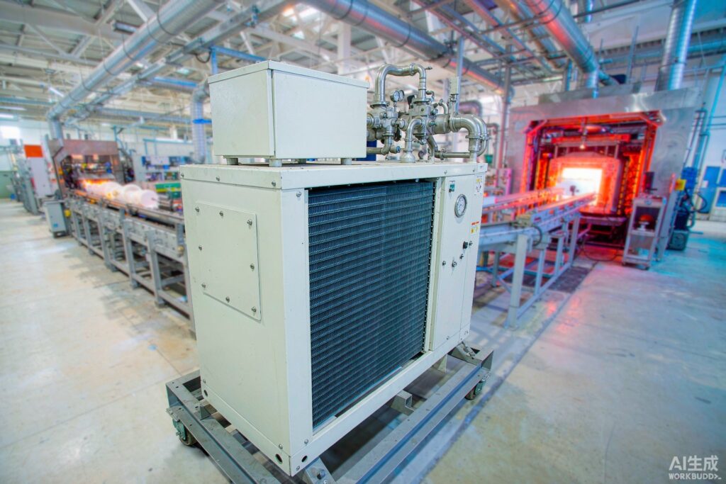 Low-pressure air compressor for the glass industry installed beside a container-glass forming line and annealing lehr
